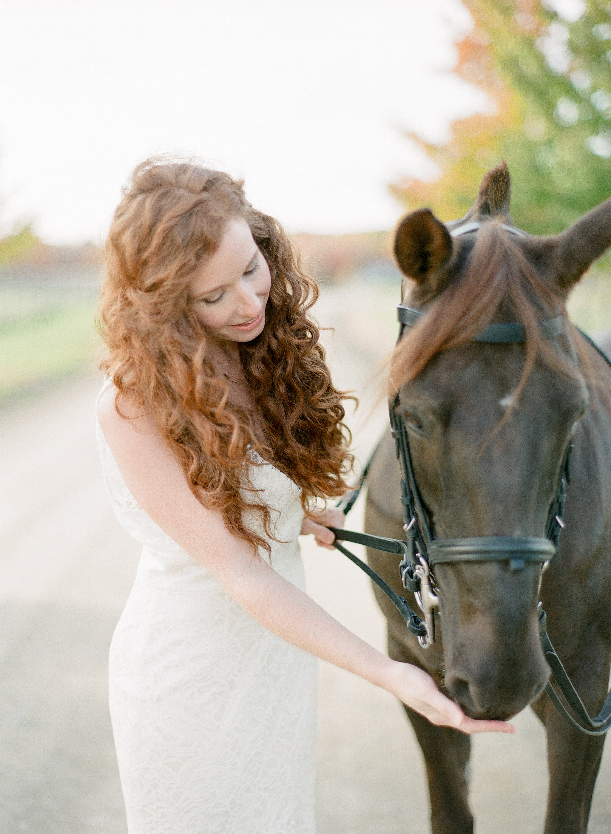Bride and Horse at the BARN at Liberty Farms
