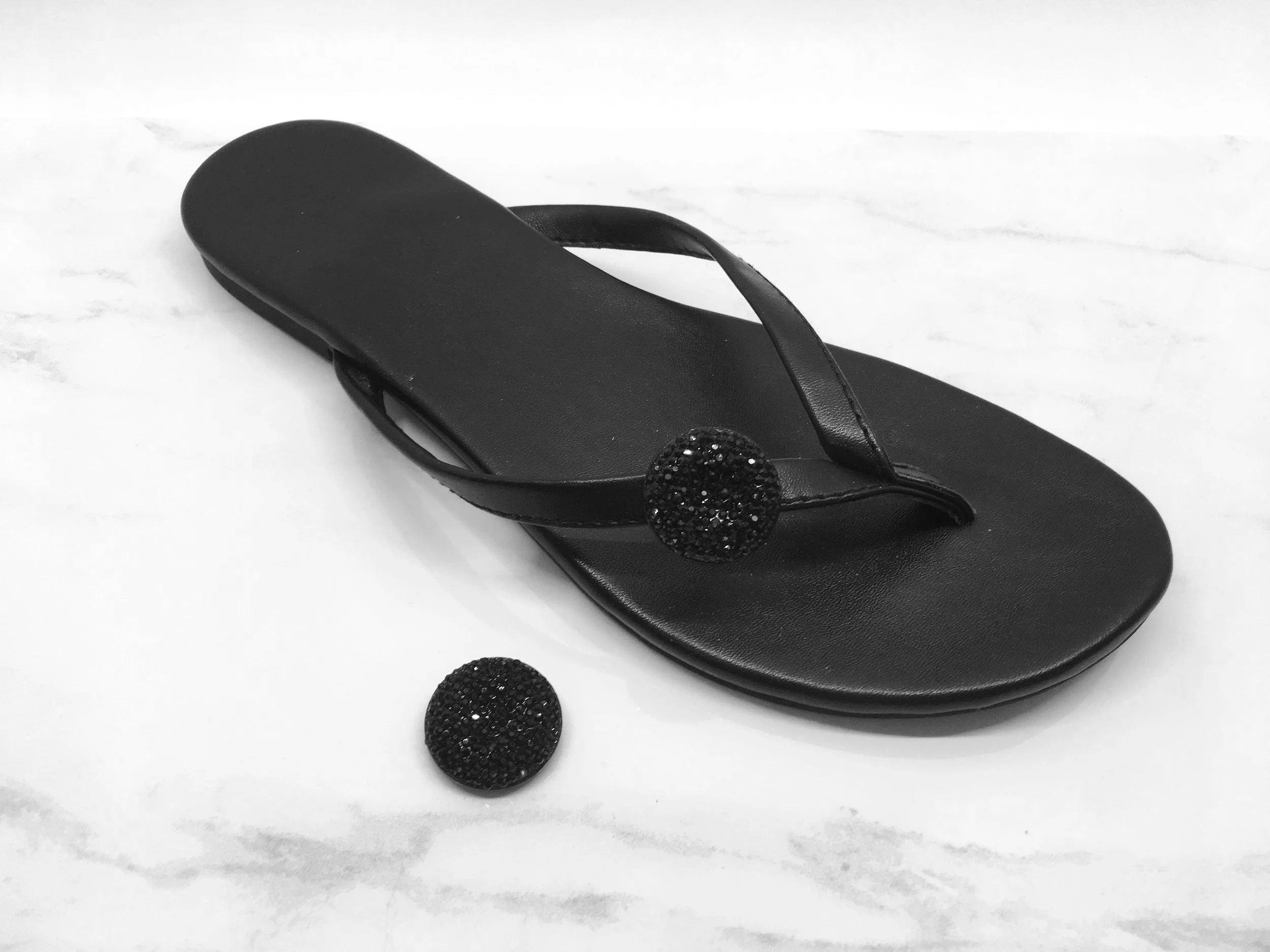 clips à souliers-rond noir sur sandale