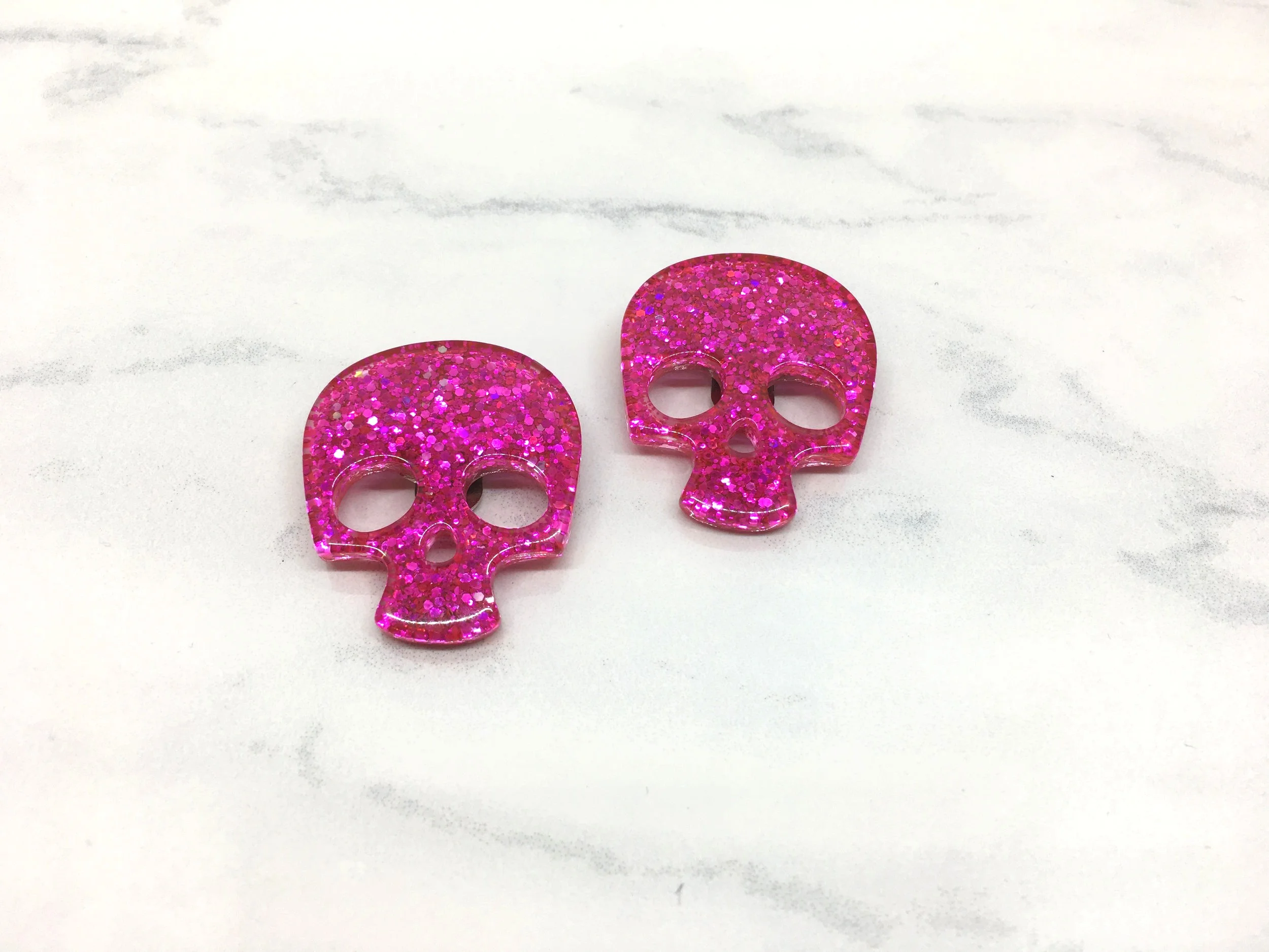 Clips à chaussures- tête de mort rose brillant