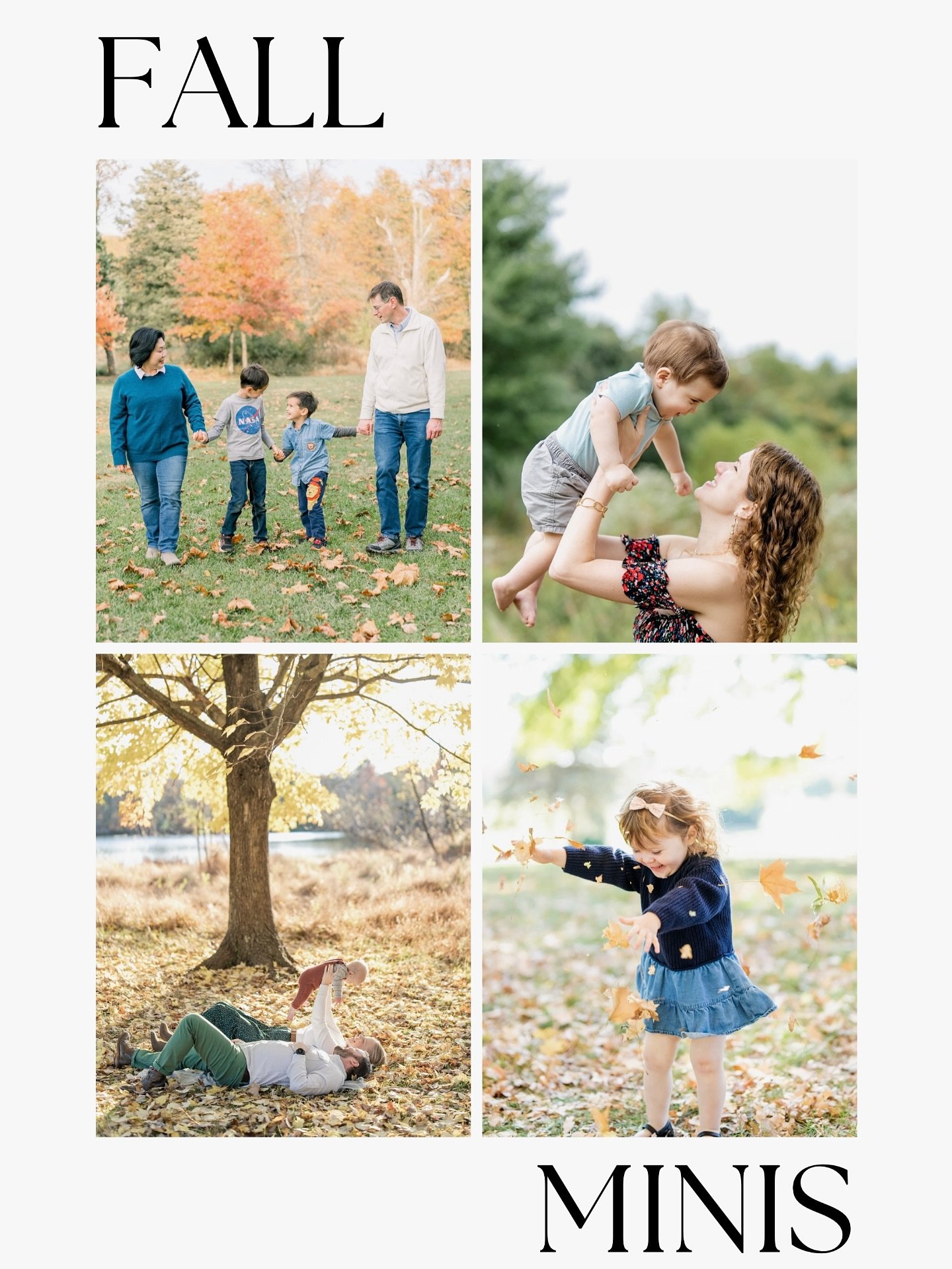 Back by popular demand! Fall mini sessions will be held on Saturday 10/25🍁
📍Claude Moore Park, Sterling 
🗓️October 25th, 8am-1pm 
📷 20 minutes, ~30 photos 
If you haven&rsquo;t already, message us for more details and to claim your spot. Last yea