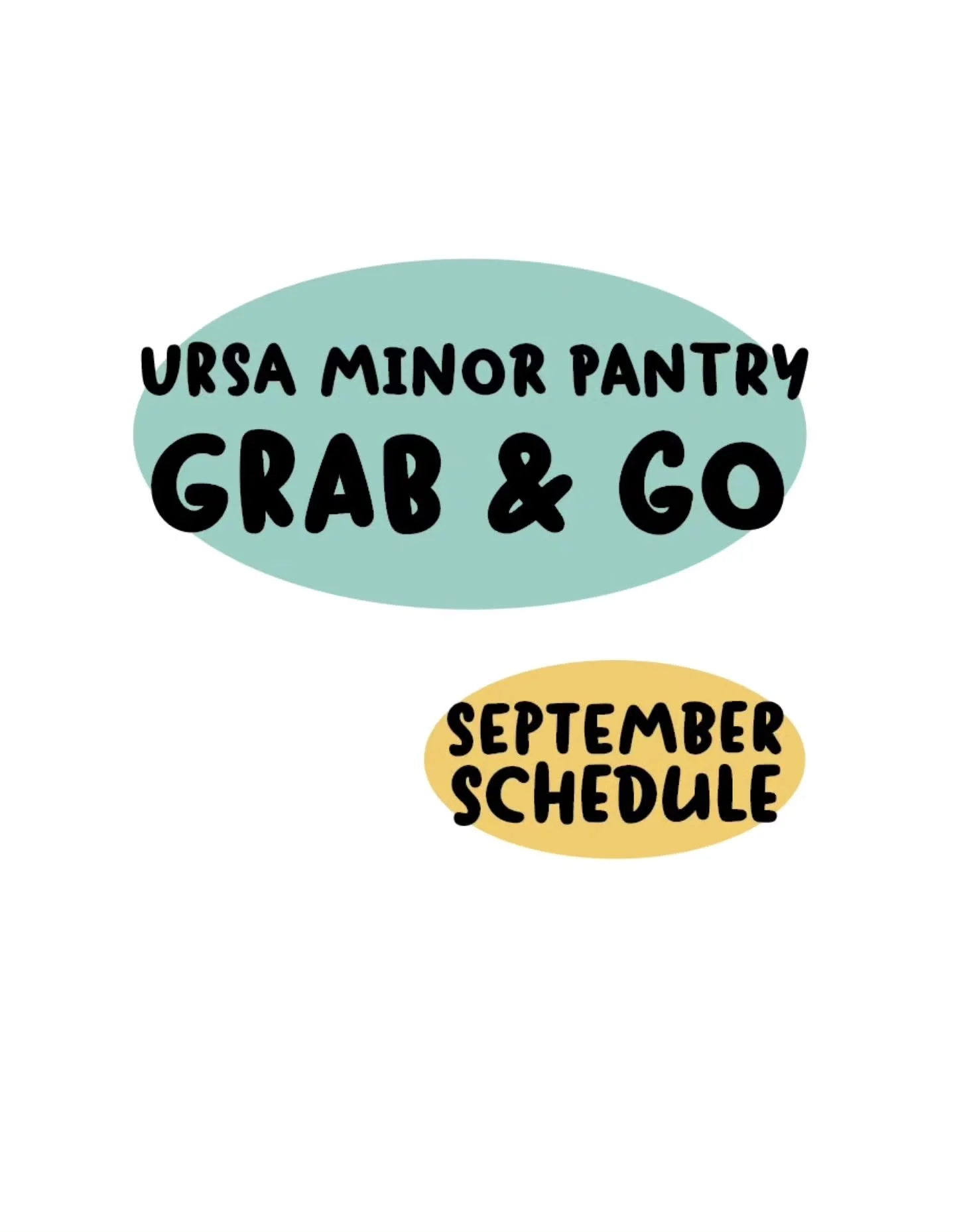 Grab &amp; Go schedule for September. ⏰️