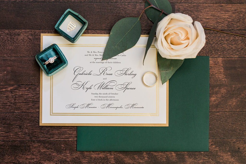 Bespoke 'Autumn Green' Personalised Sleeve Wedding Invitation Day/Eve