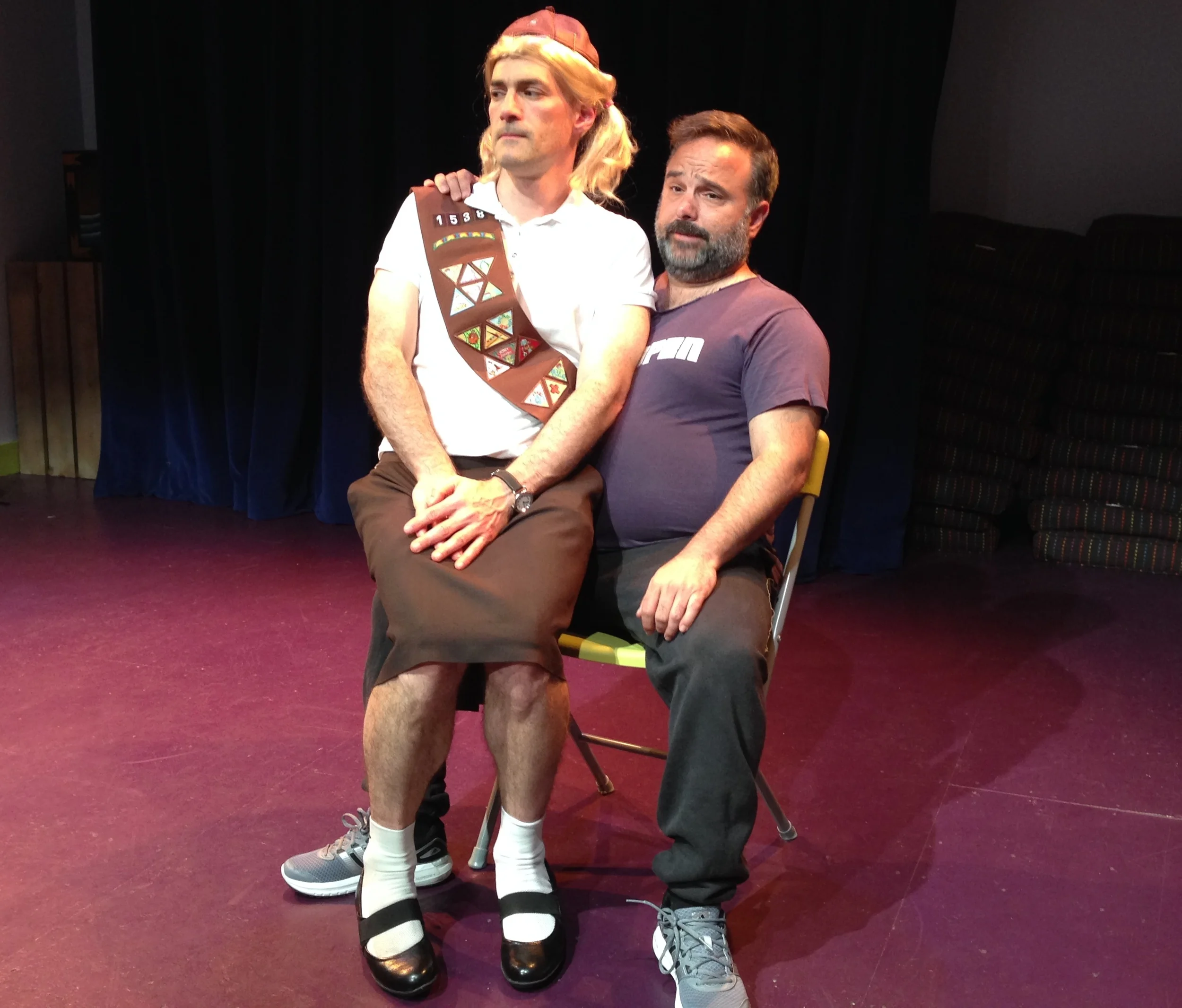 Mark Rubin as Jenny1538 and Brent Askari as Dominic Franconia in the PortFringe production of JENNY1538 in Portland, ME, June 2014.