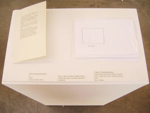 inspirational material of Te/Ars - my "0"&nbsp;poetry book on the left and my father's "Puntini Puntini" sketches on the right&nbsp; 