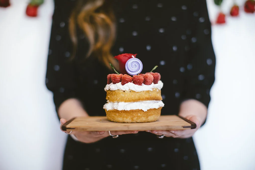 Perry made this cake for her. It was topped with raspberries with peas pushed into the middle of the raspberries because peas are currently her favorite food and we wanted to remember that forever.