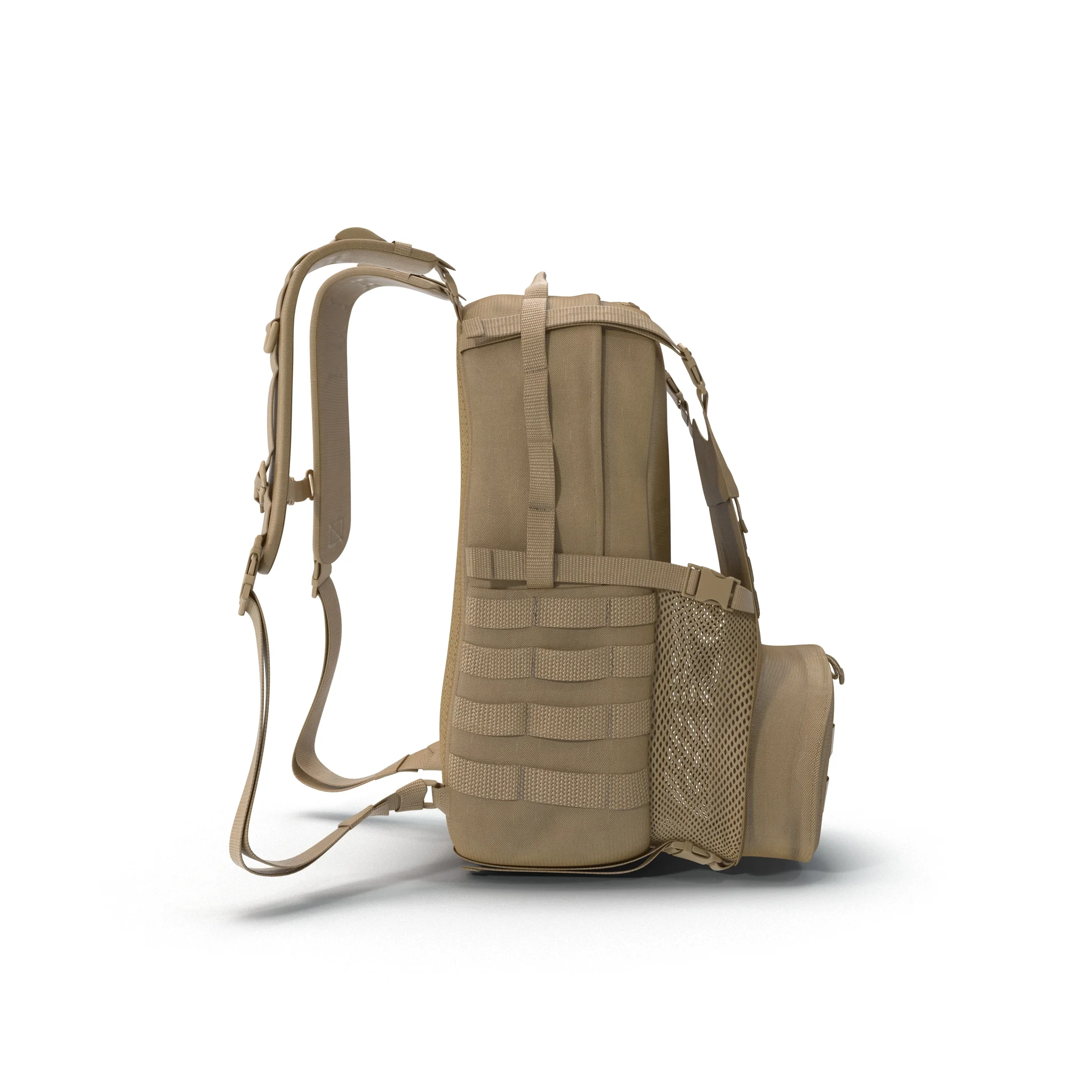 3d render of military backpack side view