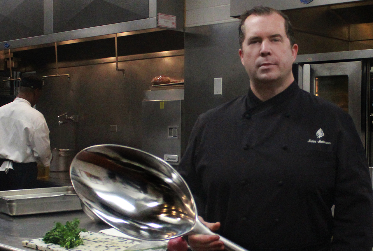 Executive Chef John Johnson in one of the ten kitchens at the Four Seasons Hotel New York.