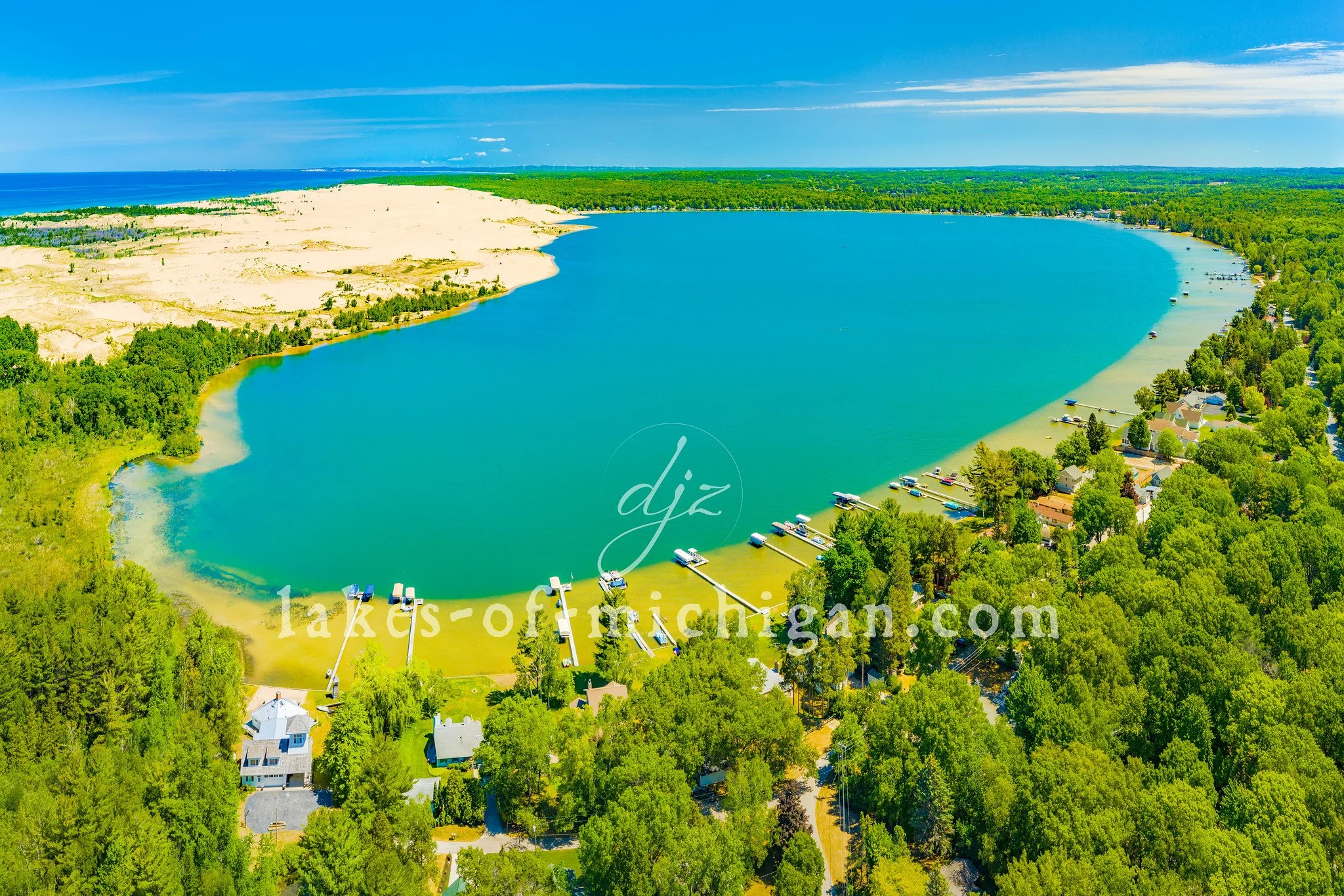 Silver Lake and Dunes in Mears Aerial Photo from South