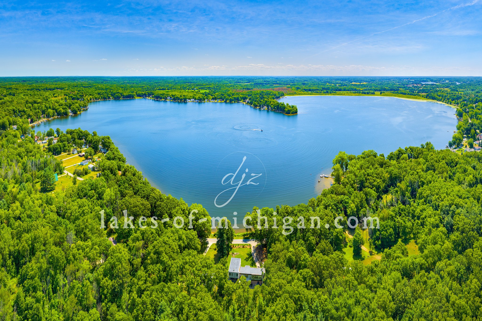Wall Lake near Delton Aerial Photo from North