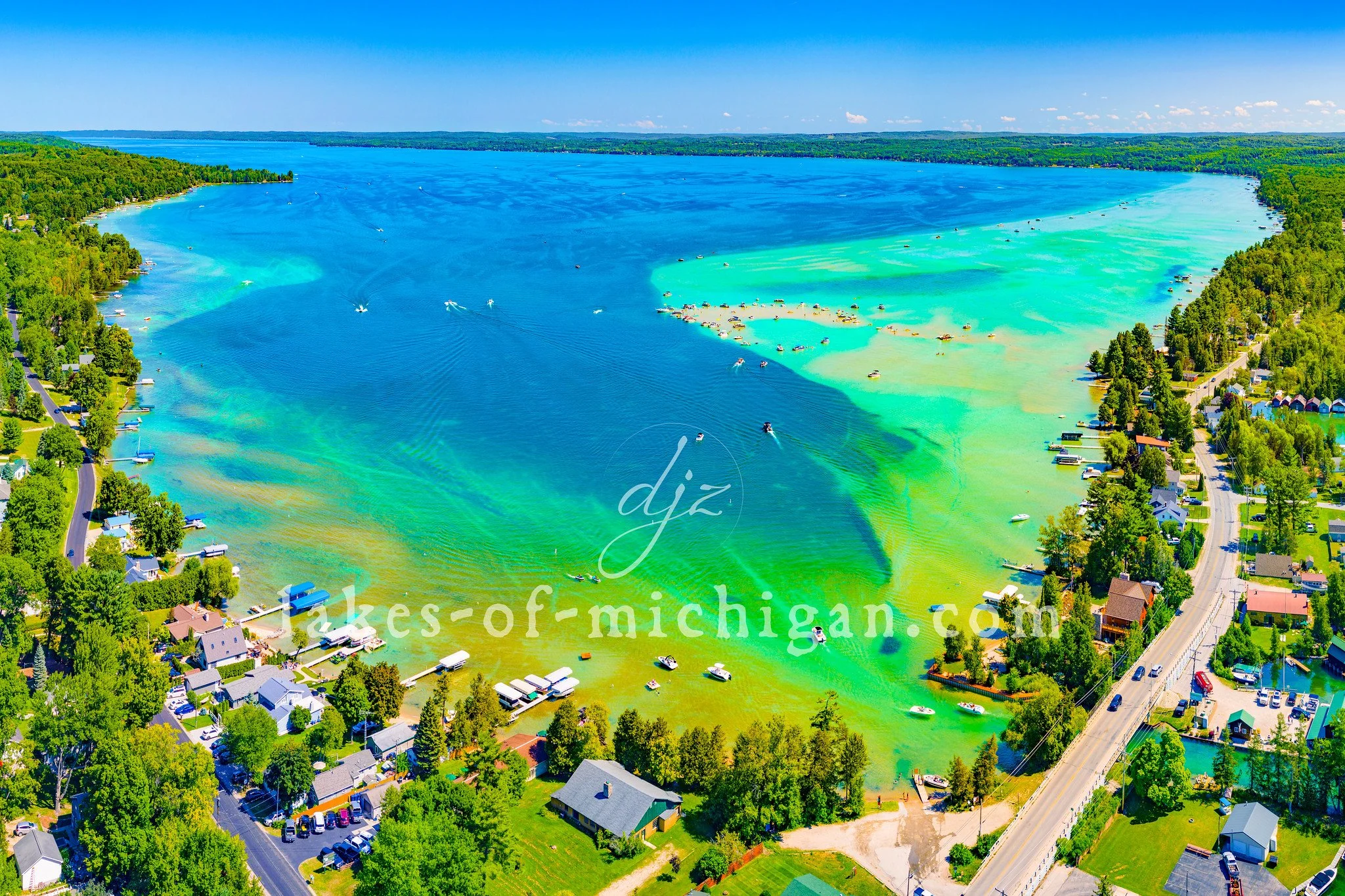 Torch Lake near Bellaire Aerial Photo from South 2020