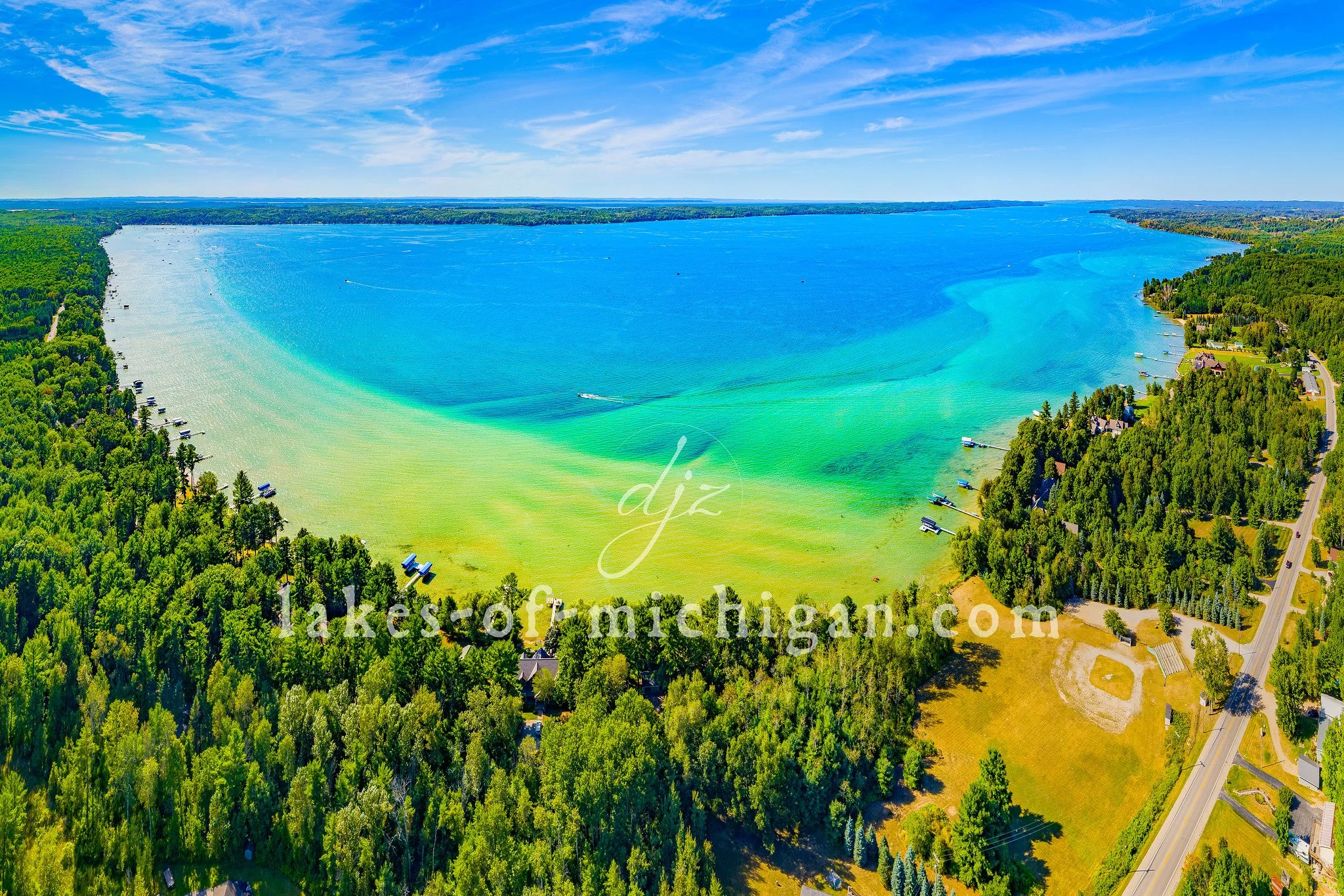 Torch Lake near Bellaire Aerial Photo from SE 2019