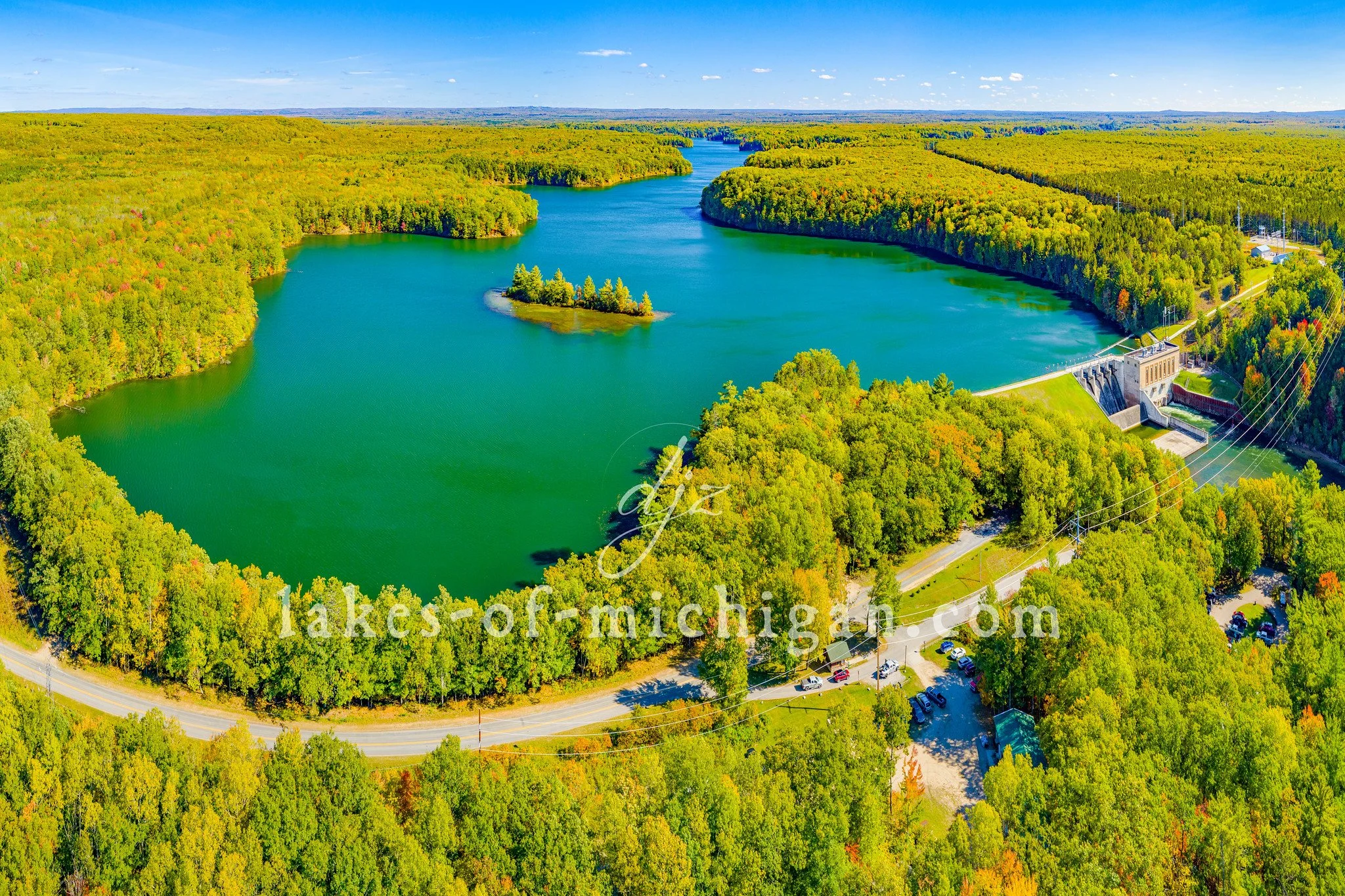 Tippy Dam Pond near Wellston Aerial Photo from NW