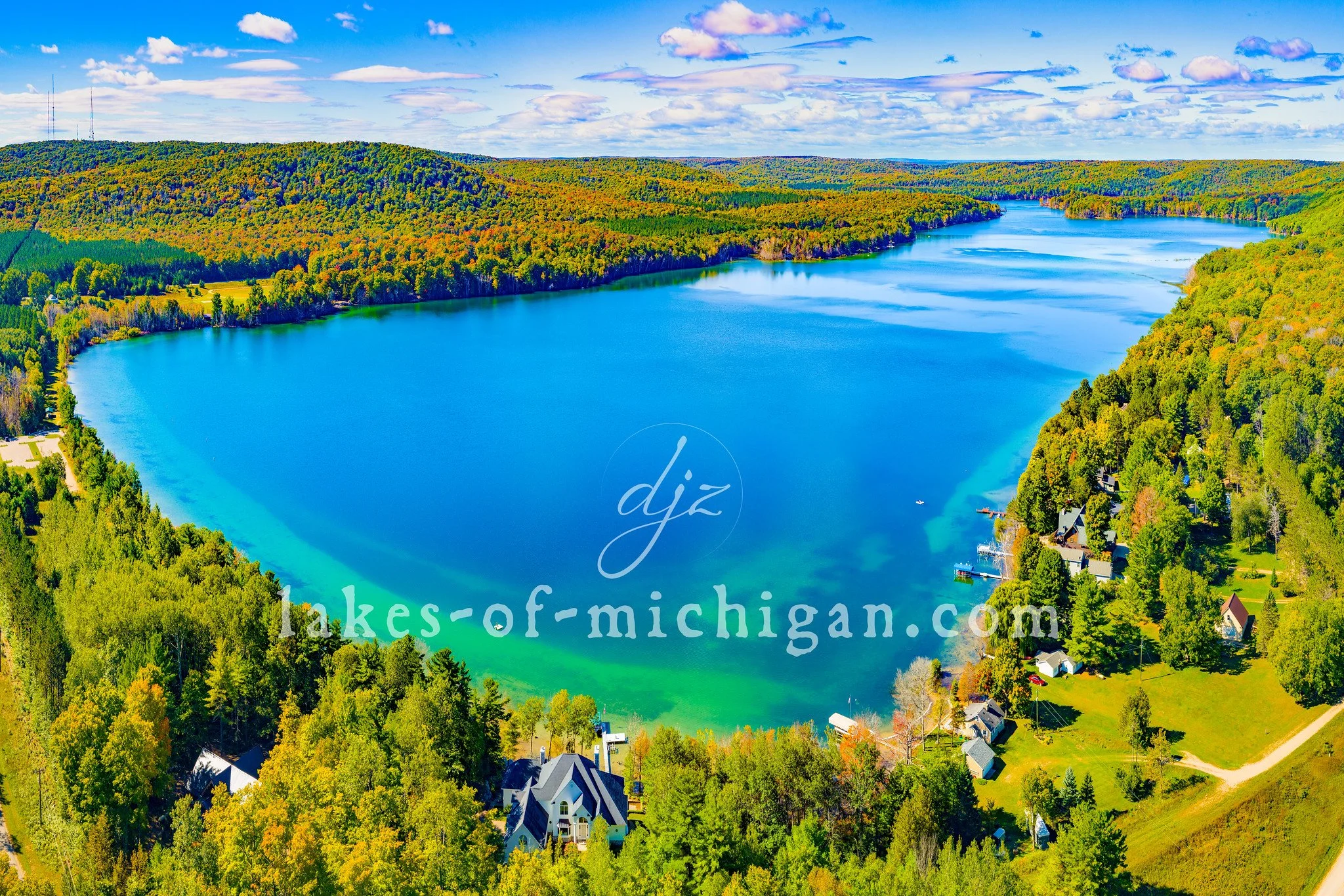 Thumb Lake near Boyne City Aerial Photo from NE