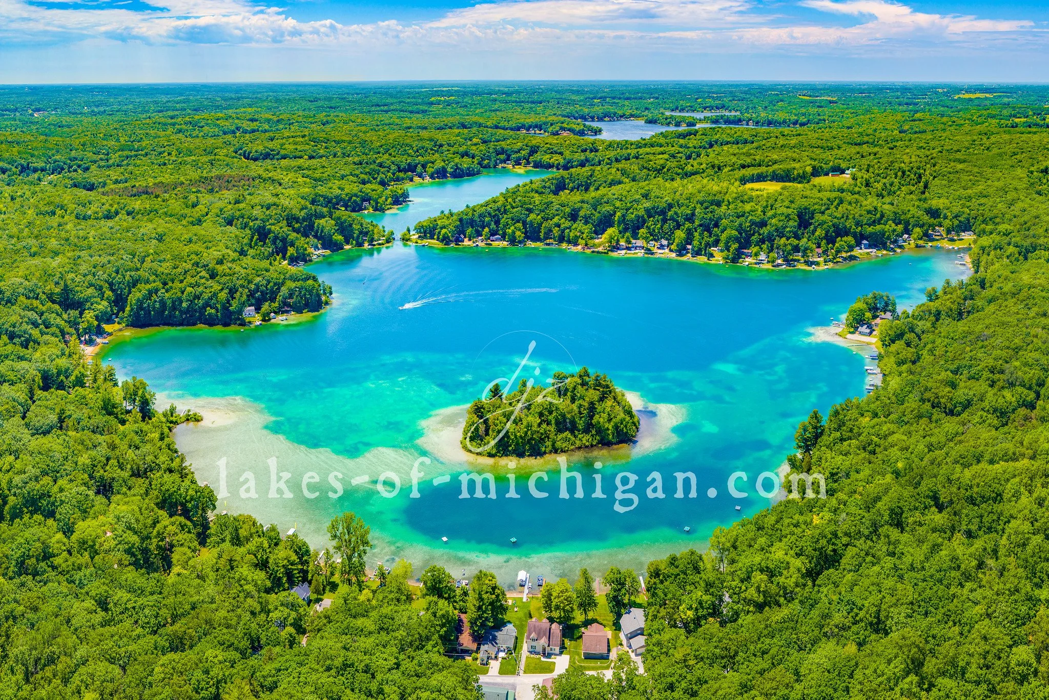 Sylvan Lake near Newaygo Aerial Photo from NE