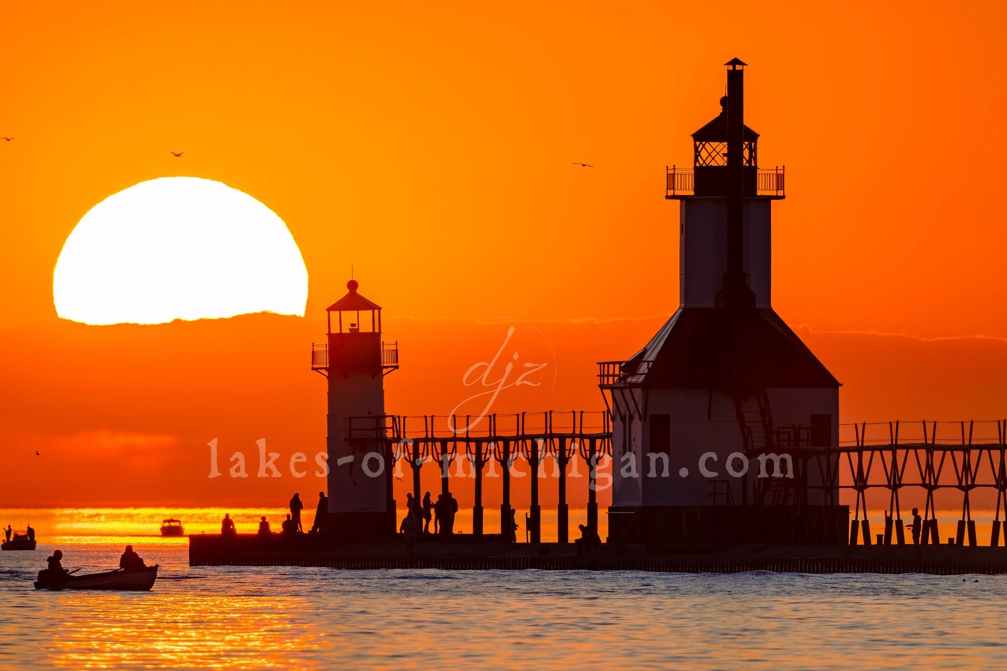 St Joseph North Pier Lighthouses at Sunset Spring 2021