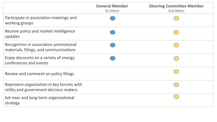 Member categories and corresponding dues