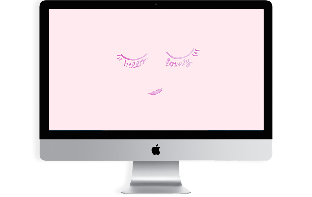 desktop feminine background of watercolor face