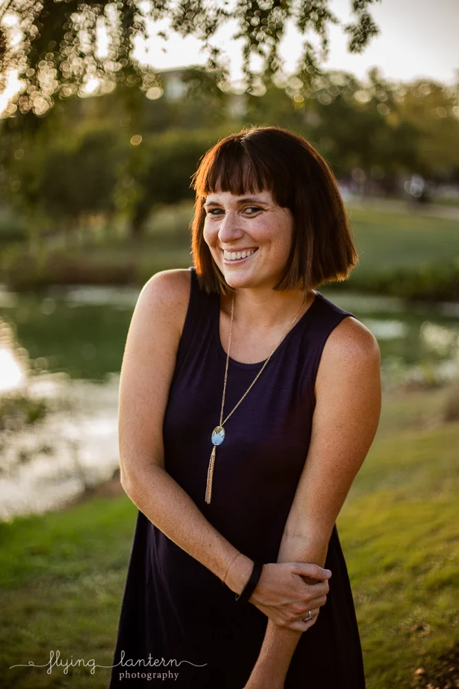 Austin blogger at mueller lake park lifestyle headhot photography by Erin Reas of Flying Lantern Photography