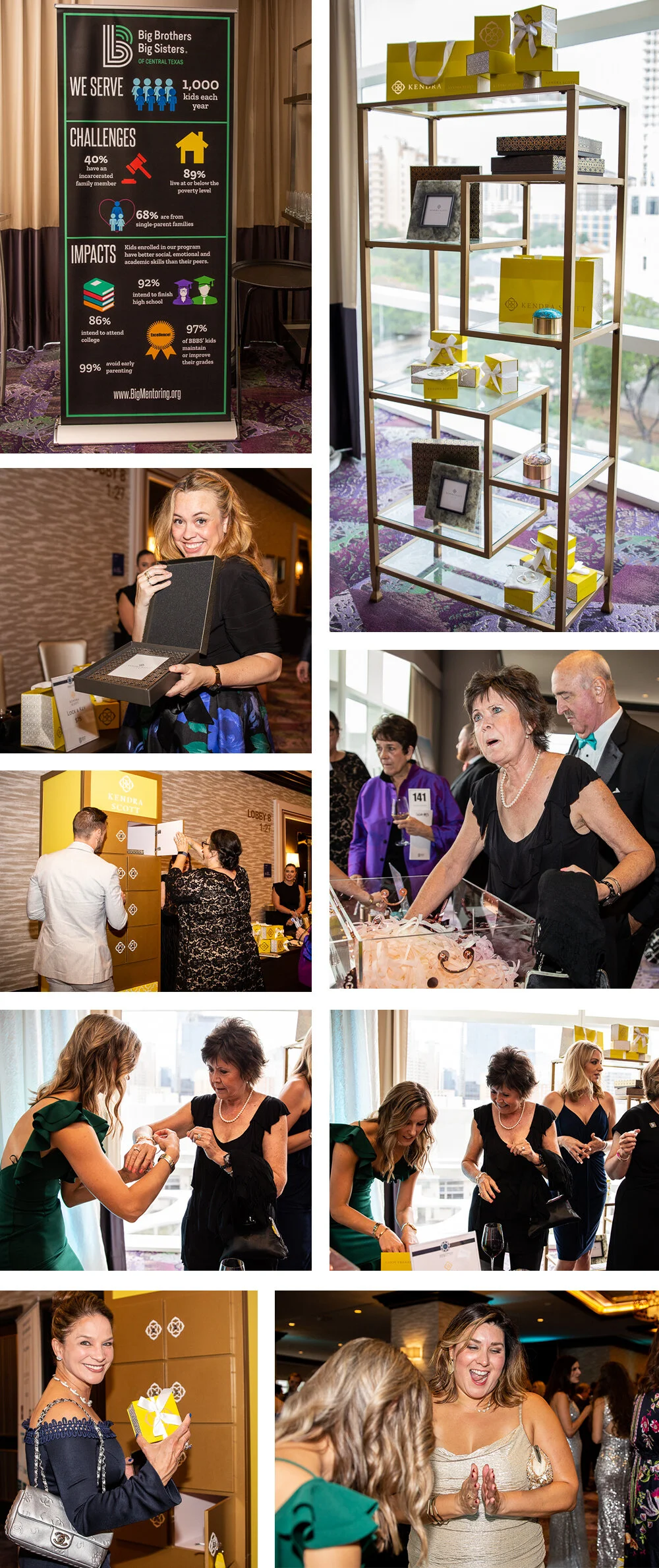 The Big Brothers Big Sister Ice Ball Gala had two Kendra Scott stations where guests paid to play two different games and win Kendra Scott pieces. One was a treasure chest where guests reached into a confetti filled box to find a colored gem that matched the different prizes available and the other was a locker that can only be opened by one key. Photos by Erin Reas event Photographer in Austin, TX