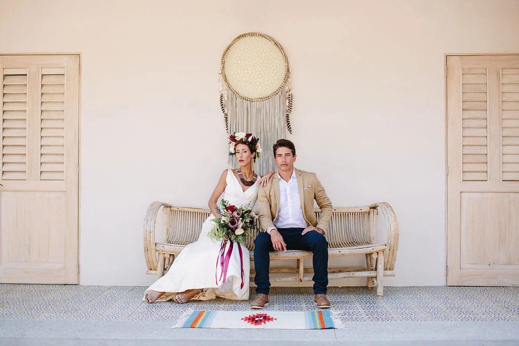 Photo credit: Taryn Baxter Photography Designer: Nicoella Events Florals: Flor Mimo Sayulita Earrings: Evoke the Spirit Location: Villa Valentin 