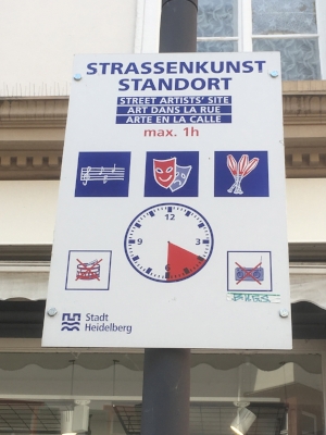 Example of a street music sign in Heidelberg
