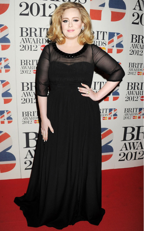 At the 2012 BRIT Awards wearing Burberry Prorsom.