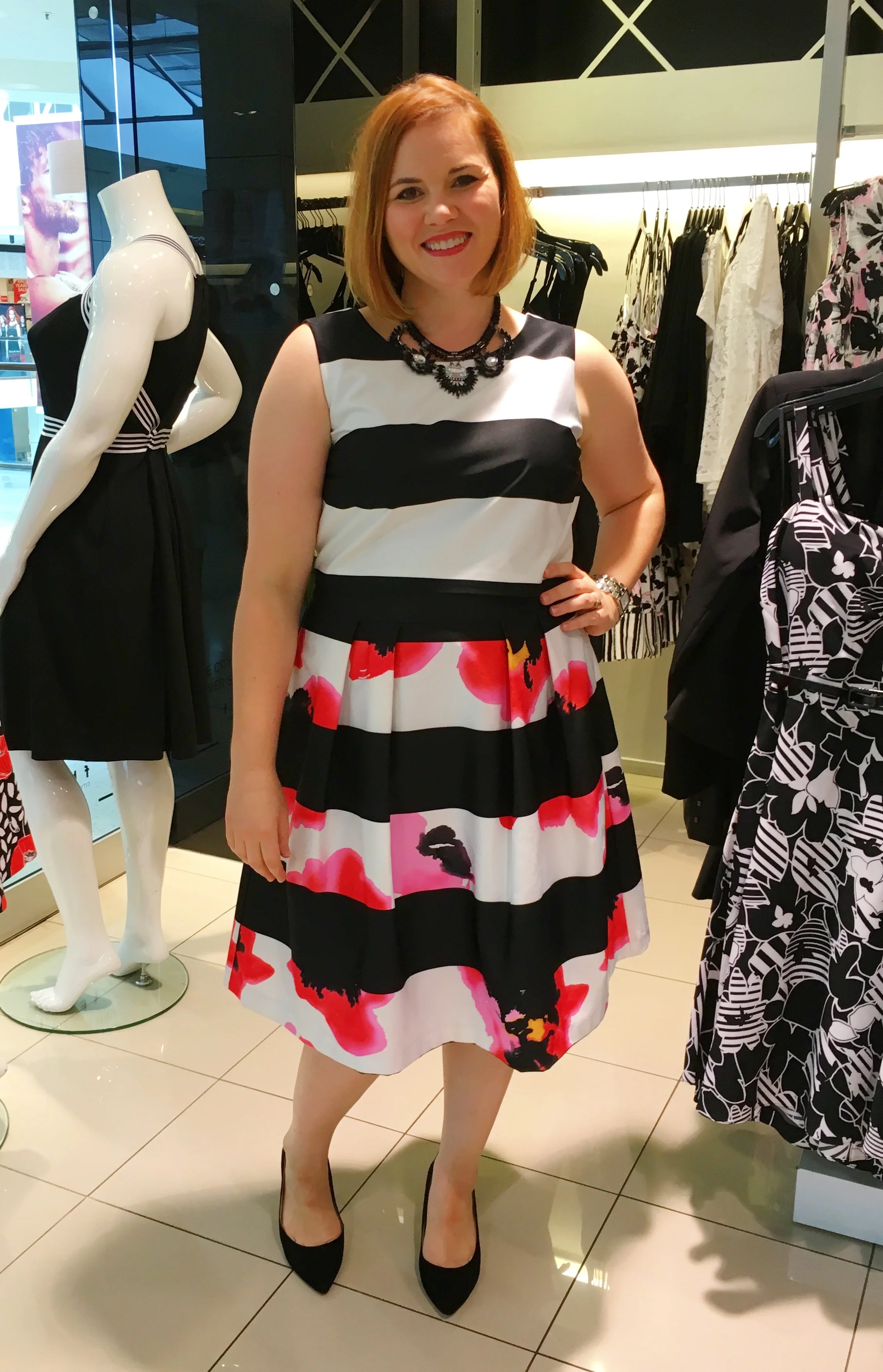 Trying on the outfit at City Chic, St Lukes.
