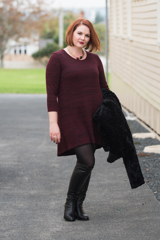 Boots by Minx, tunic by K&K, jewellery by Cathy Pope, all from winter 2015. 