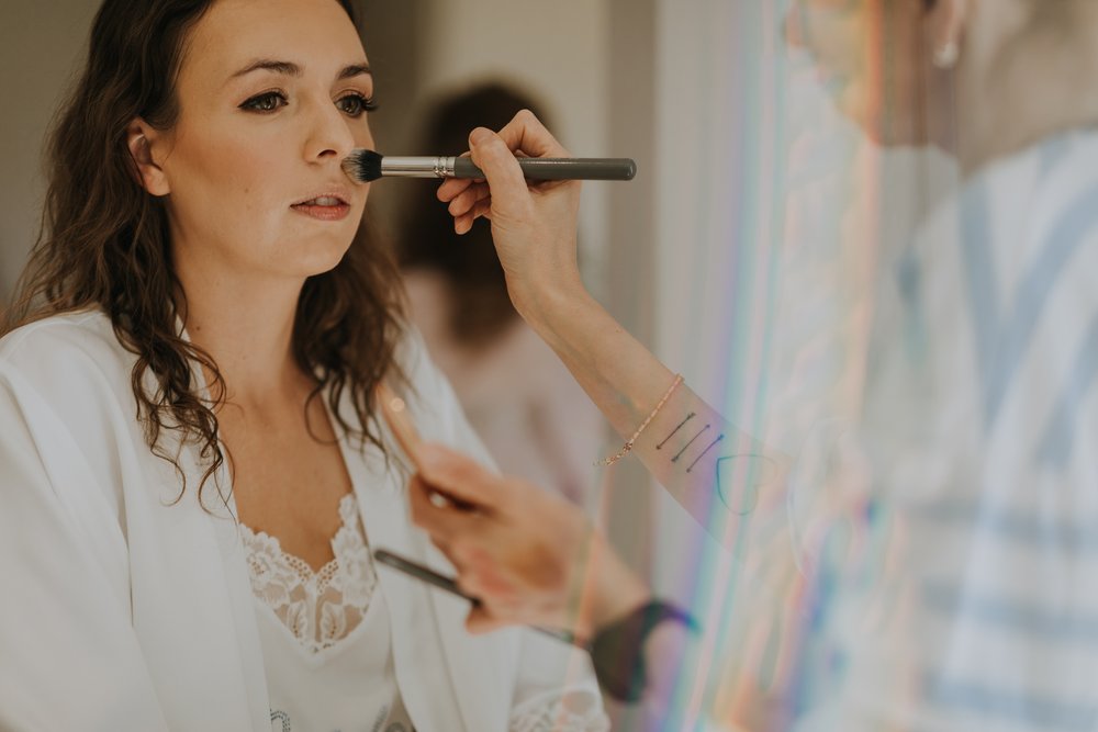 Makeup applied by Amy George Makeup ahead of the wedding at The Normans. Photo by Louise Anna Photography.jpg