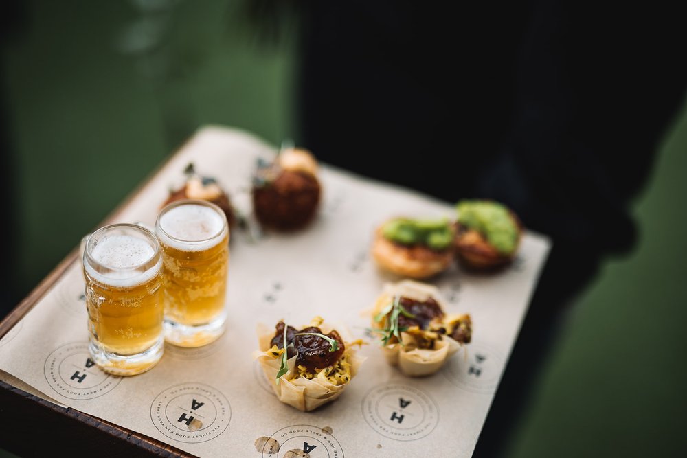 20_Delicious canapes in The Normans wedding venue Courtyard. Photo by Lumiere Photographic.jpg