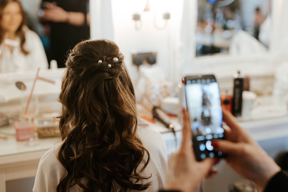 01_Wedding hair and make-up in The Normans wedding venue Cottage. Image by Monkeymole (6).jpg