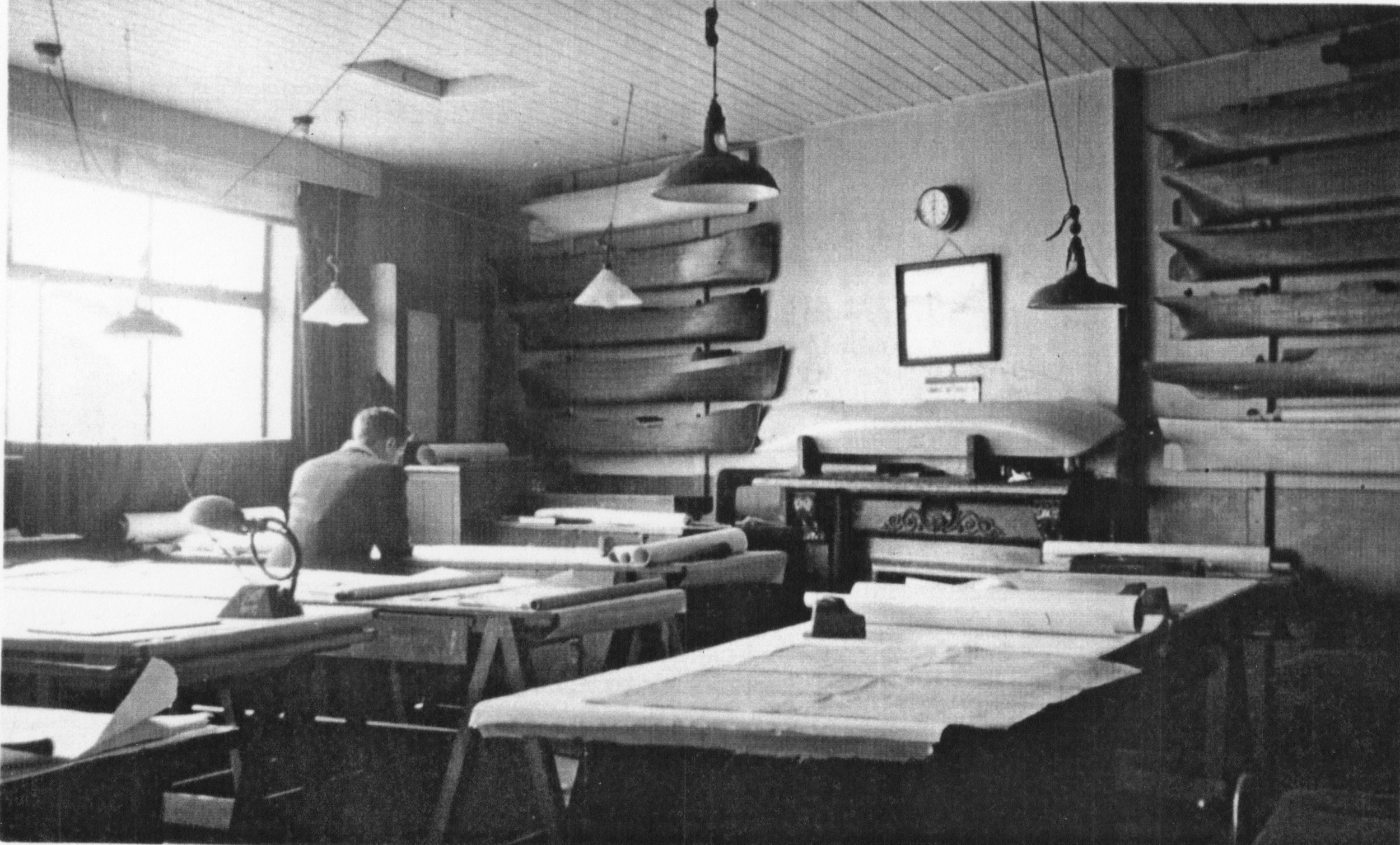 The drawing office at John Crown & Sons during WW11. Photograph with kind permission of Mr H. Oxman.