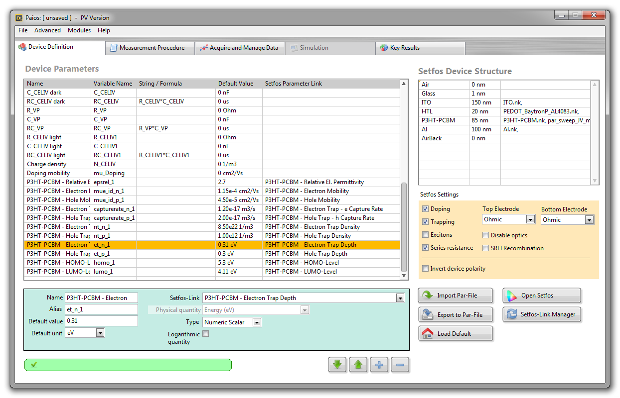Defining Device Parameters