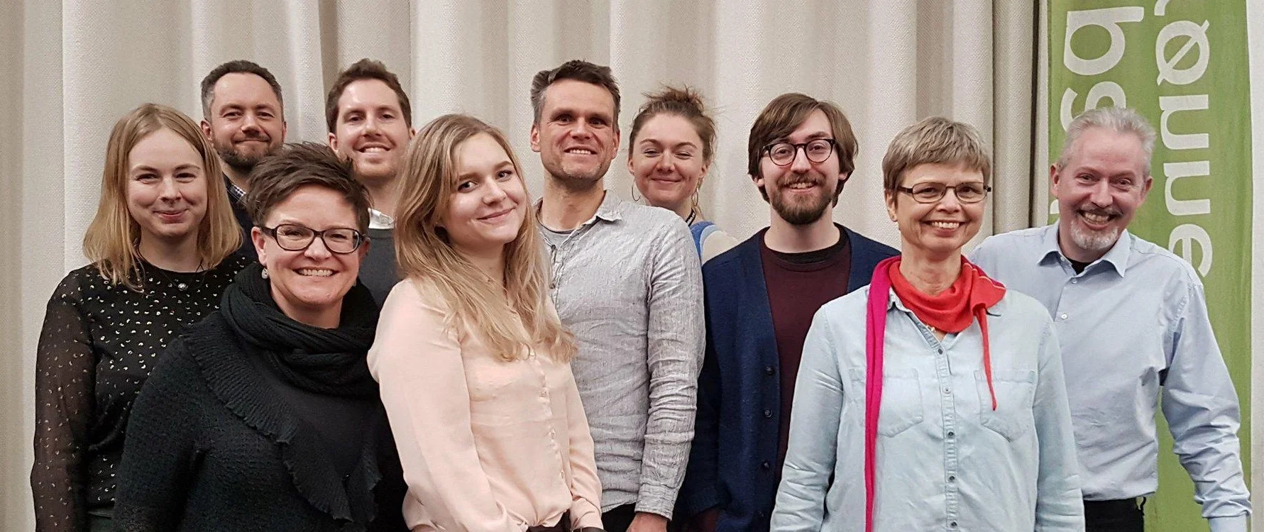 Styret i MDG Oslo. I midten Einar Wilhelmsen som er BU-representant i Østensjø og har vikariert seks måneder som byrådssekretær i byrådsavdeling for finans og to måneder i byrådsavdeling for miljø og samferdsel. Til daglig arbeider han i Zero.