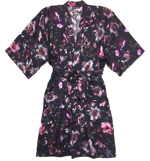 Midnight Rose Silk Kimono