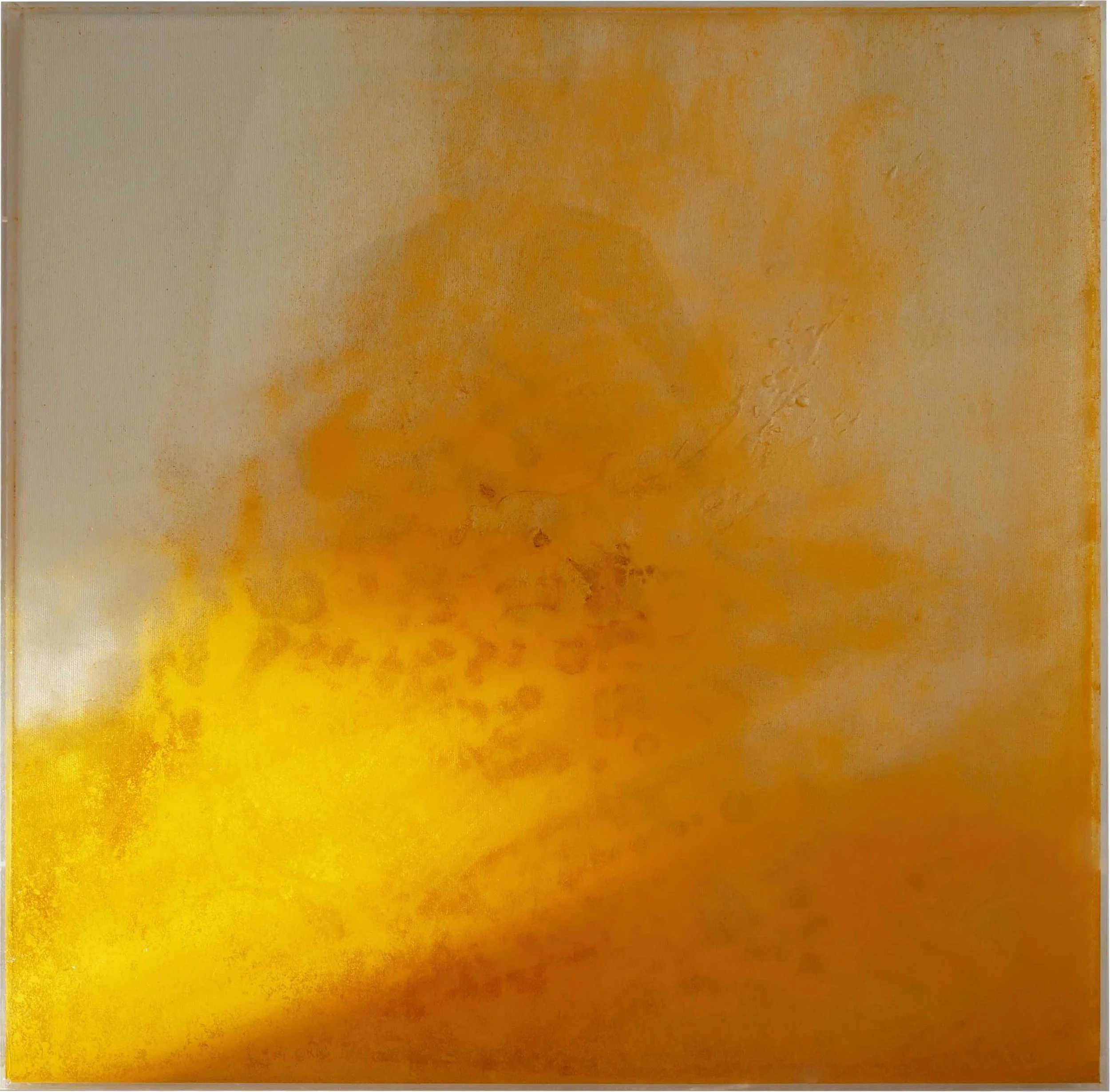 Berlin 2018, Acrylic and Wax on Canvas, Pigment in Acrylic Box. 60 x 60 x 6 cm.
