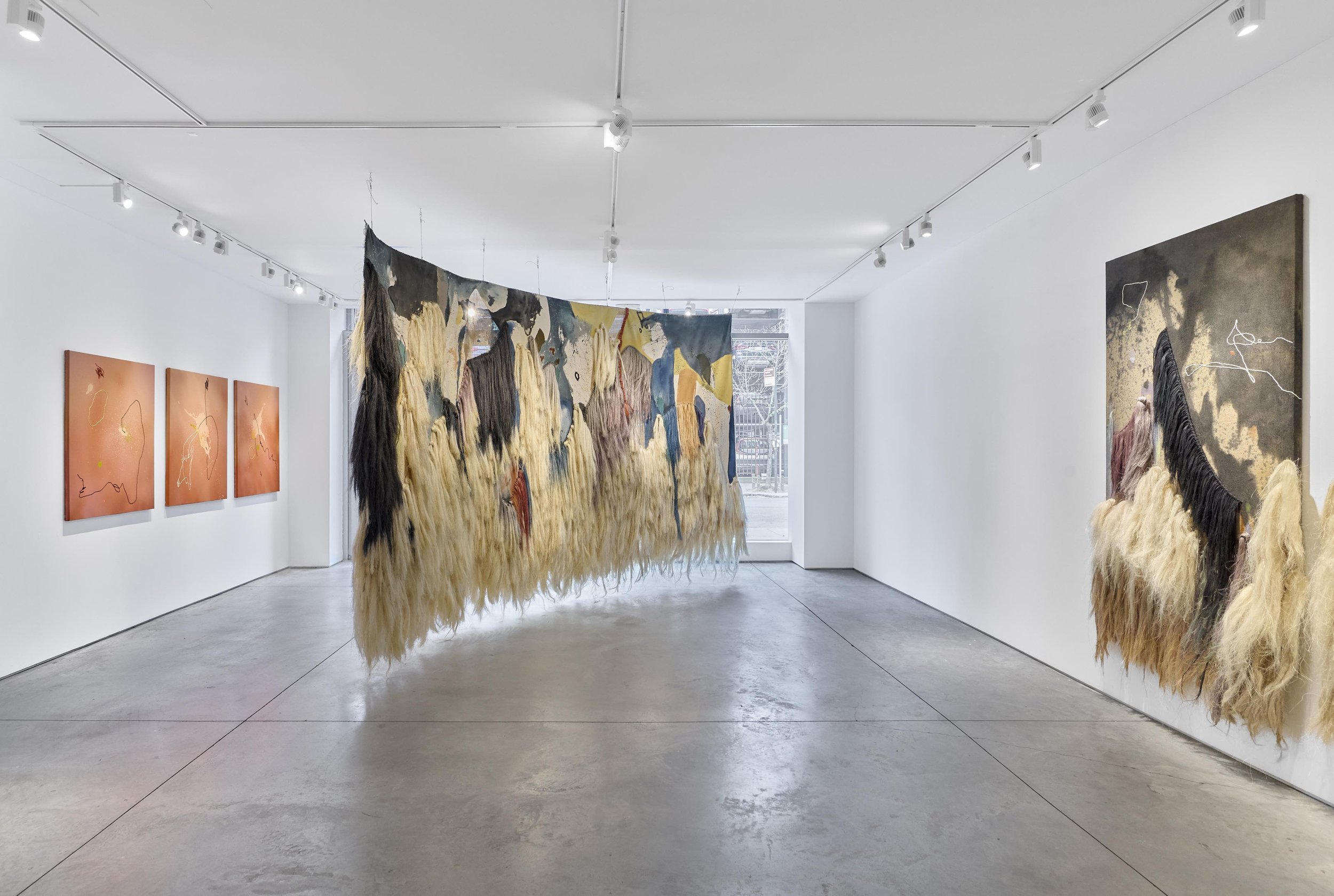 Quimera Agave fiber, natural dyes, ink, acrylic and cotton embroidery on jute 270 x 490 cm 2024 Exhibition view: UNBOUND, Praxis, New York