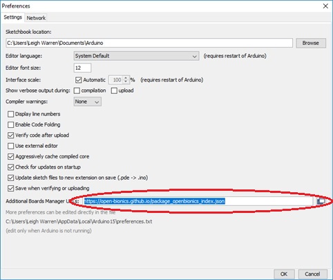 Adding an additional board in the preferences menu