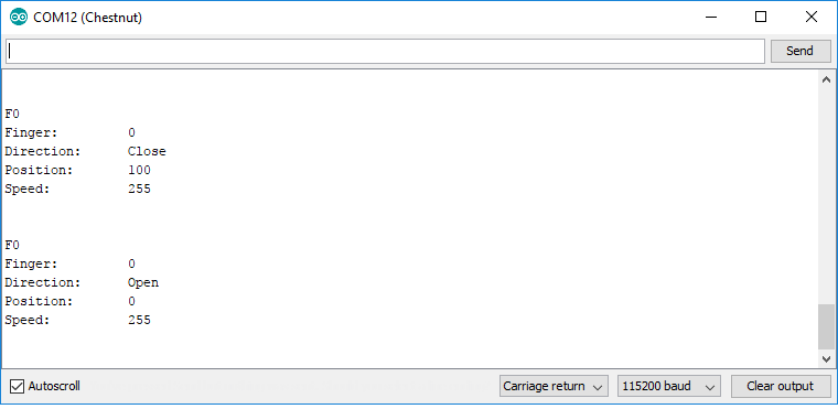 Enter 'F0' to toggle the thumb between open and close