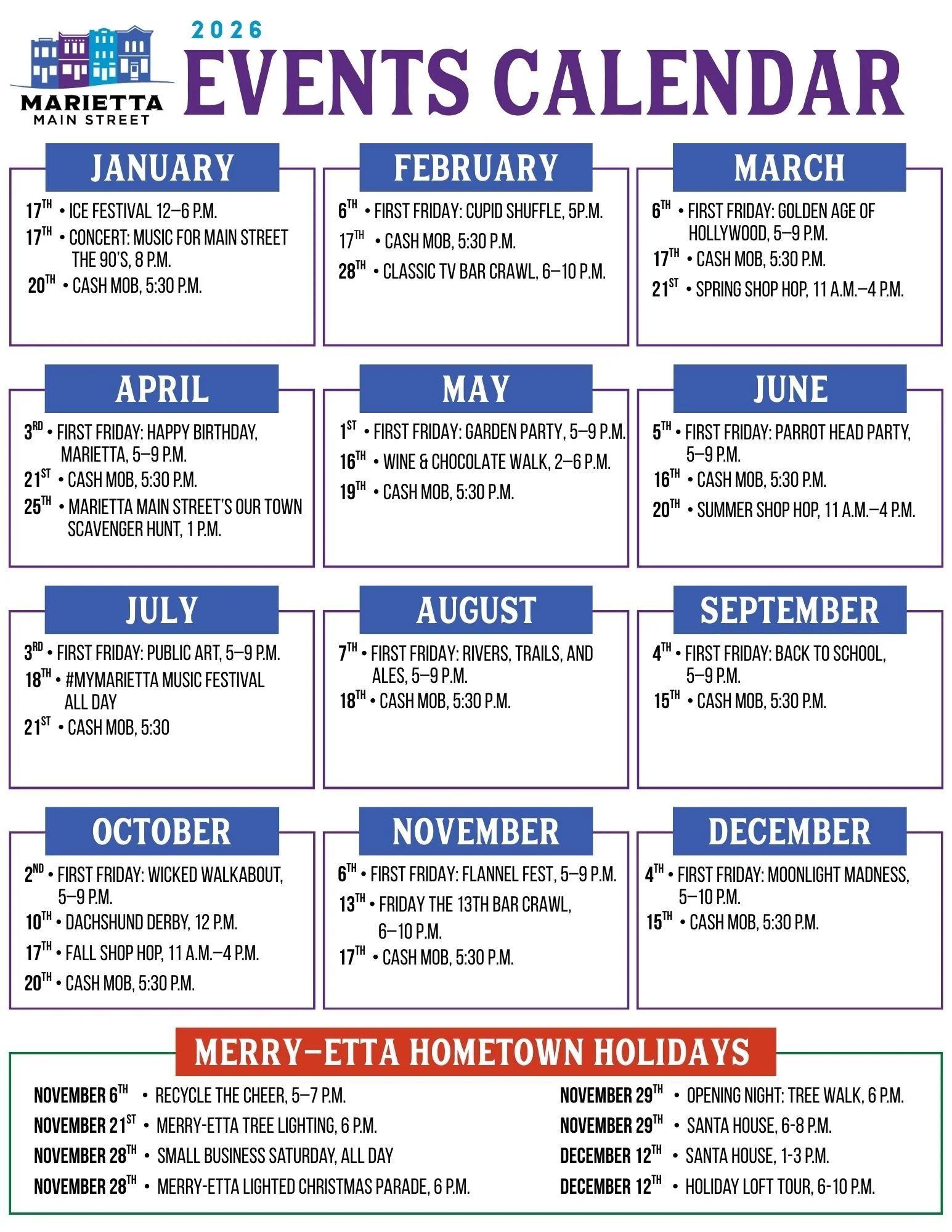 2026 Calendar of Events