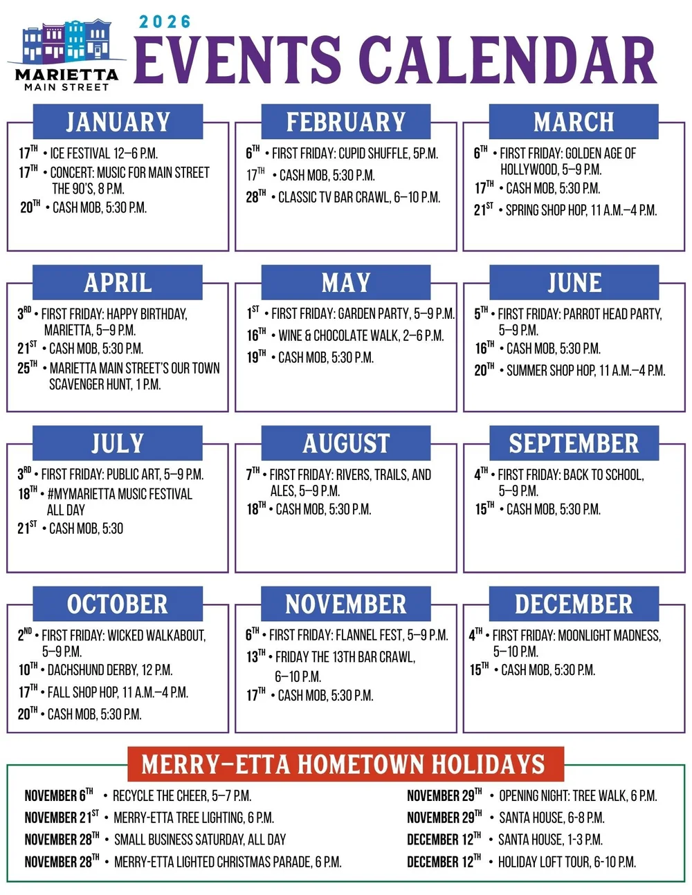 2026 Calendar of Events — Marietta Main Street
