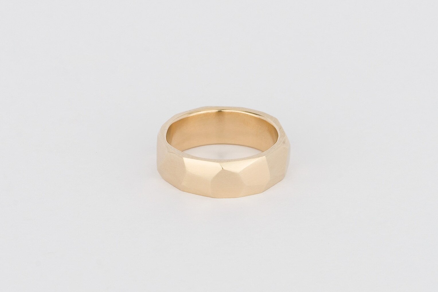  Fairtrade 9ct yellow gold broad Geo Ring with a polished finish 