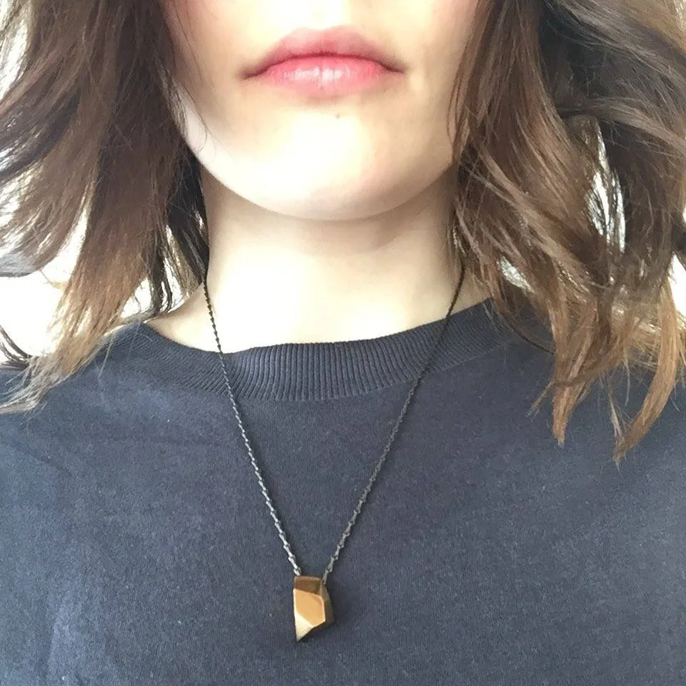 Bronze Geo Block Necklace