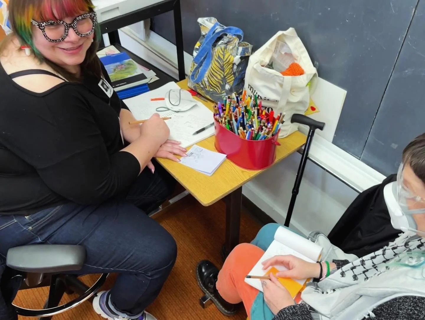This week at @psu_artanddesign &lsquo;s Art With Kids class at KSMOCA, we worked on making 1-Page Bio Zines of each other. After our first day mentoring with our kindergarten students, we practiced engaging with each other through zine-making. It was