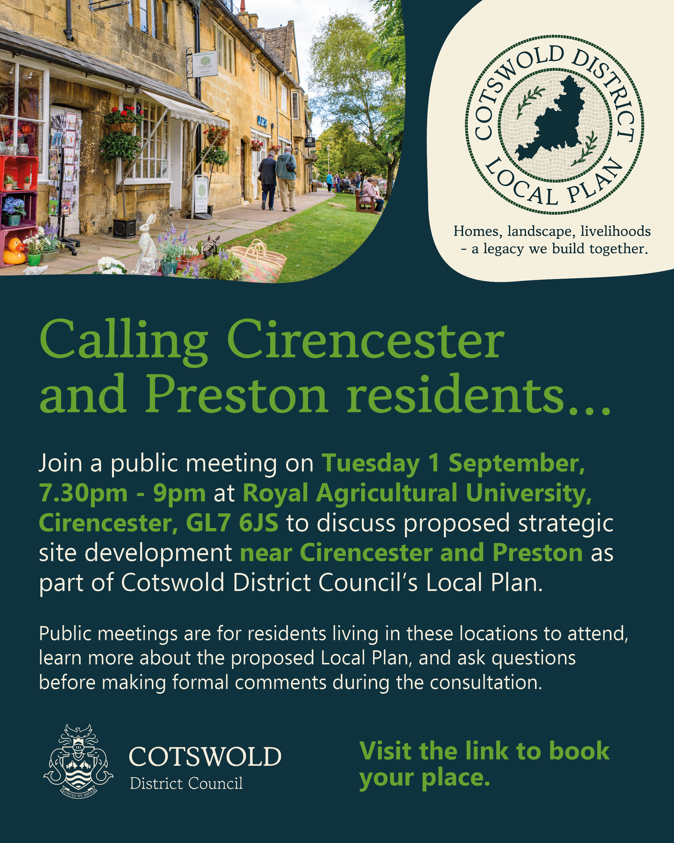 Public Meeting for Cirencester and Preston residents on Cotswold District Council’s Local Plan