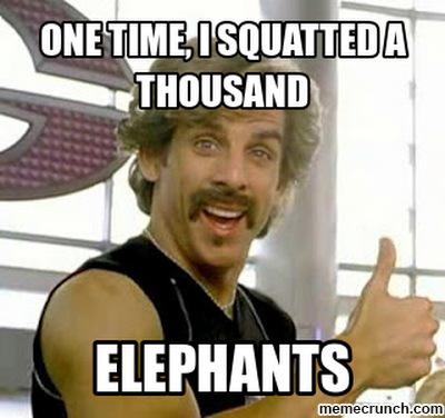 But now I can only squat one...cuz, ya know, I got this knee thing.