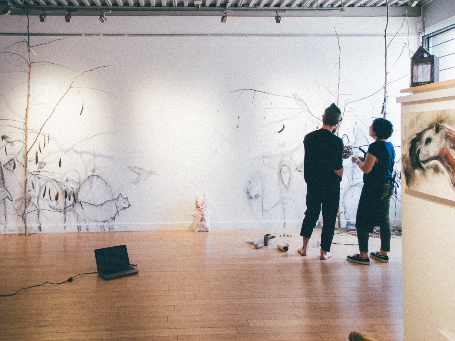 Curator/ gallery owner Trish Barr (right, with Stefan Thompson) // Wallspace Gallery