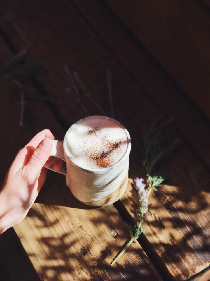 London Fog - a delectable Earl Grey tea latte, topped with steamed milk and a dusting of Cinnamon