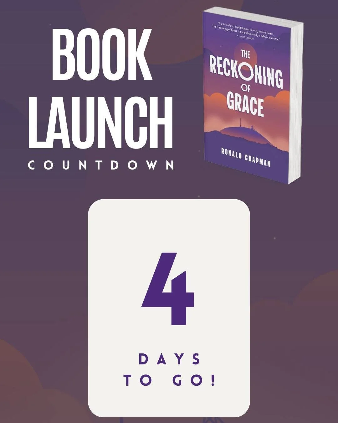 ⏳ Only 4 days to go!

The Reckoning of Grace &mdash; the third book in Ronald Chapman&rsquo;s Saga of Grace series &mdash; releases this Saturday, September 14! 🎉📚

This powerful psycho-spiritual thriller continues the journey that began with A Kil