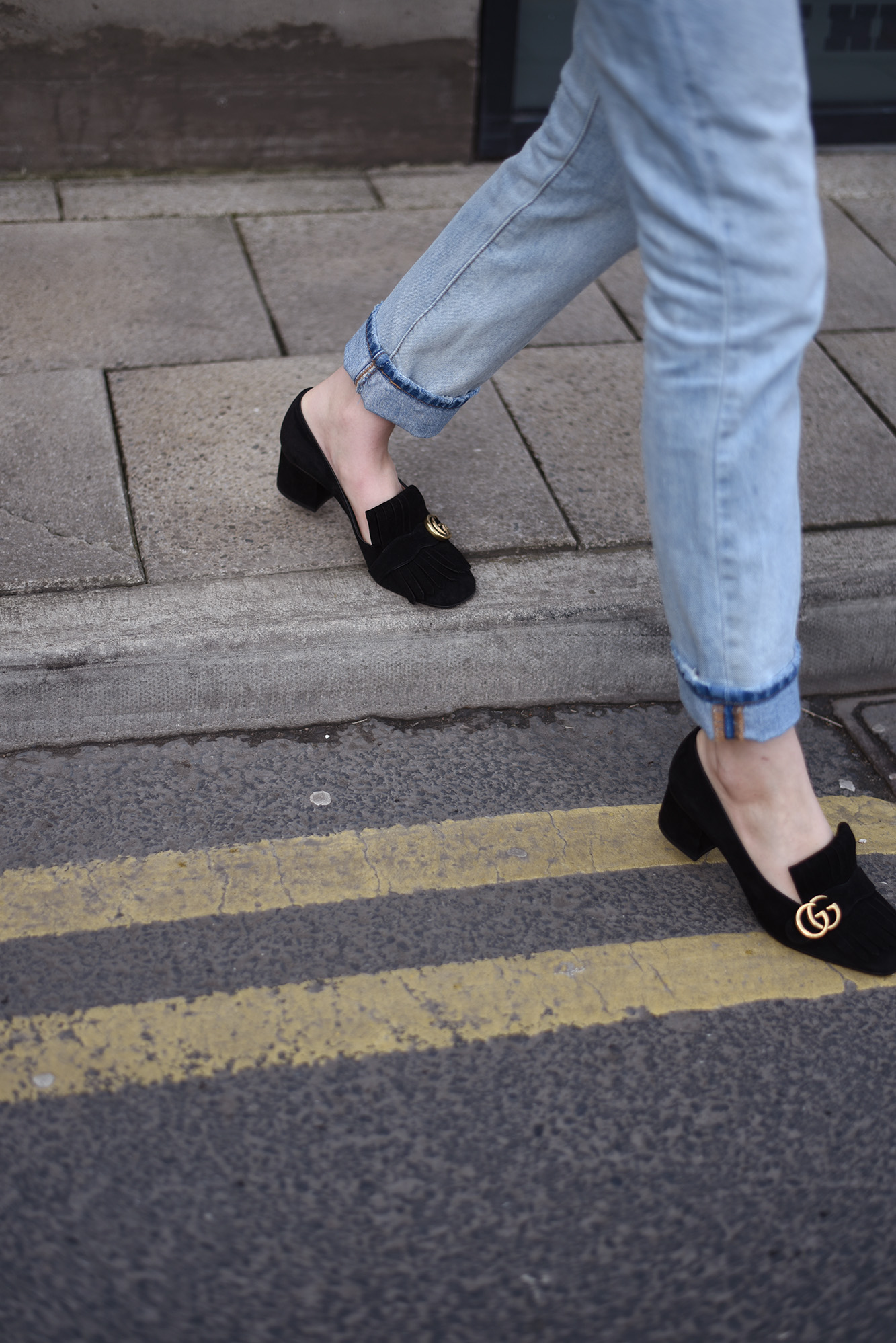 gucci suede loafer pumps